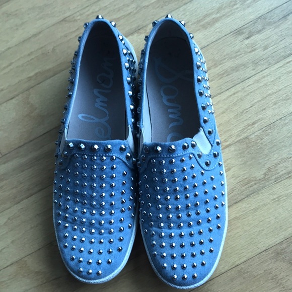 Sam Edelman Shoes - SAM EDELMAN Denim & Stud Slip-on Sneakers Size 8.5